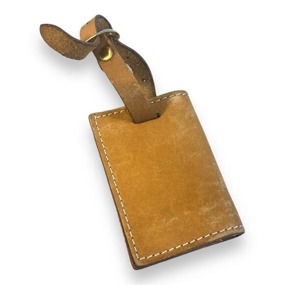 CHRISTIAN DIOR Vintage Tan Leather Luggage Tag 2x3” - Picture 9 of 13
